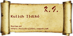 Kulich Ildikó névjegykártya